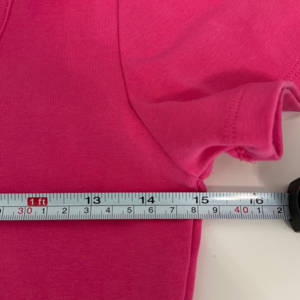 Pink Scoop Neck Crop Top Short Sleeve Cotton Spandex Tee Womens Large - Picture 6 of 7